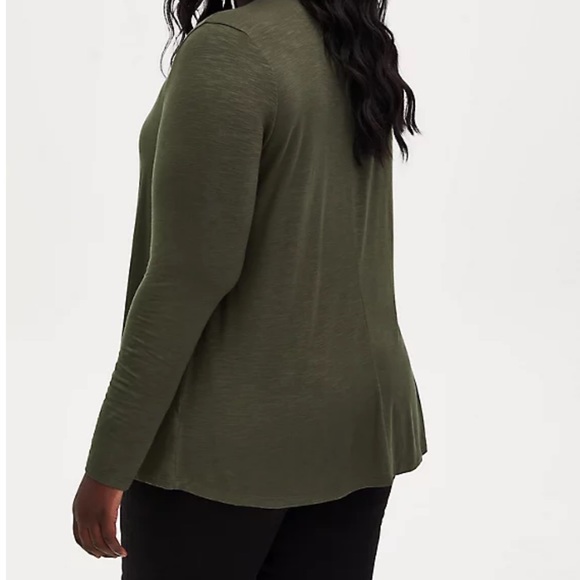 💕SOLD💕 Torrid SUPER SOFT SLUB GREEN DRAPE FRONT CARDIGAN - Picture 4 of 4